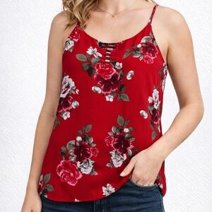 Dynamite Red Floral Cami Tank – Size Med